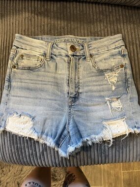 American Eagle Outfitters Light Blue Distressed Denim Cutoff Shorts
